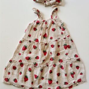 Strawberry Print Kids Casual Dress
